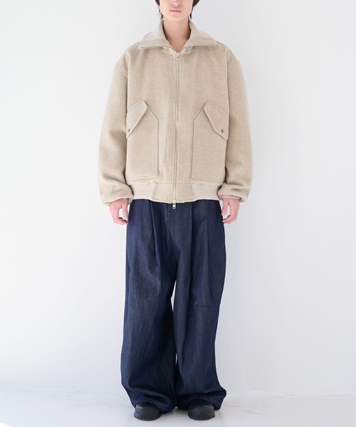 is-ness(イズネス)の「【is-ness/イズネス】WOOL ZIP FLIGHT JACKET(ブルゾン・メンズ・ブラック/ベージュ・M/L)」の4枚目の写真