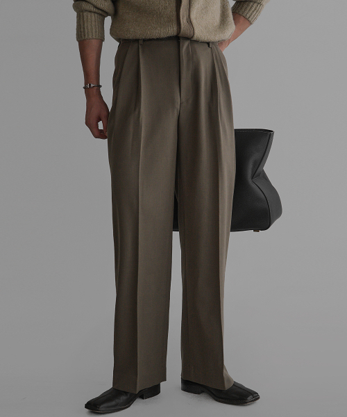 Cornier ウールカシミヤ ワイドスラックス S グレージュ　新品未使用 BOTTOMS – Cornier