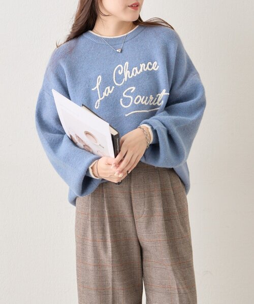 NAO(ナオ)の「【NAO】コード刺繍ロゴプルオーバー(ニット/セーター・レディース・ブルー/チャコールグレー/アイボリー/ブラウン/オレンジ・FREE)」の13枚目の写真