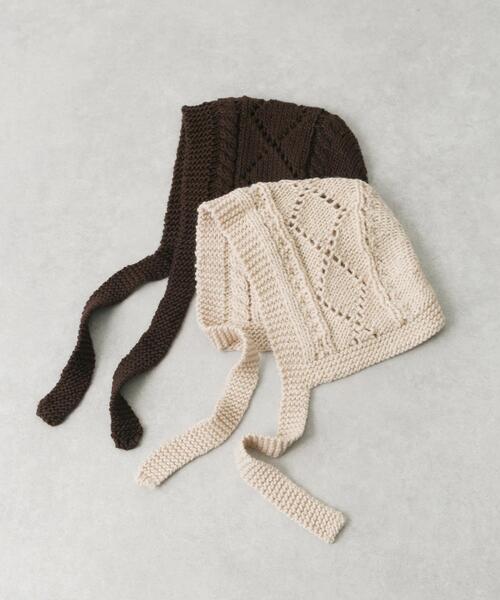 SMELLY（スメリー）の「ケーブルアミボンネット（ニットキャップ/ビーニー・レディース・ブラウン/アイボリー・-）」の3枚目の写真