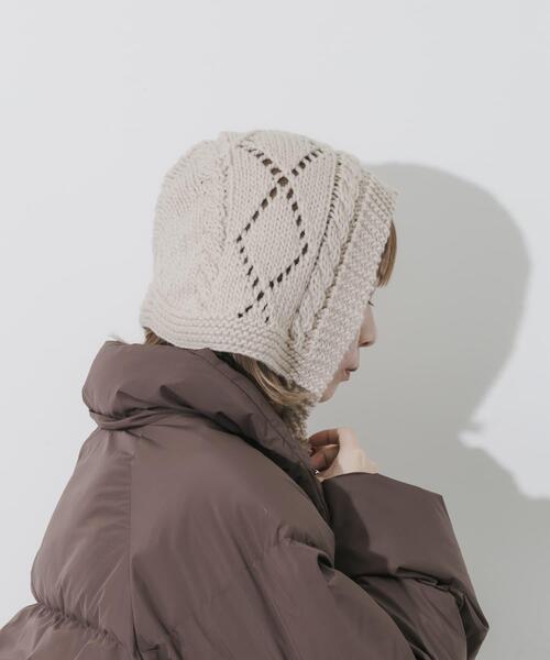 SMELLY（スメリー）の「ケーブルアミボンネット（ニットキャップ/ビーニー・レディース・ブラウン/アイボリー・-）」の8枚目の写真