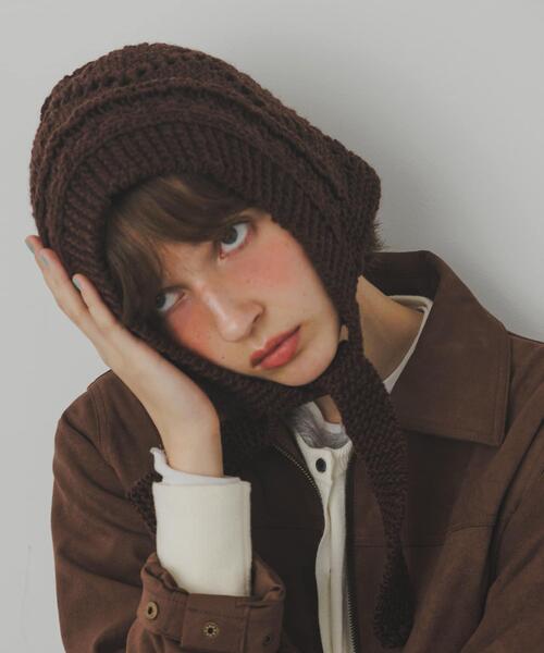 SMELLY（スメリー）の「ケーブルアミボンネット（ニットキャップ/ビーニー・レディース・ブラウン/アイボリー・-）」の12枚目の写真