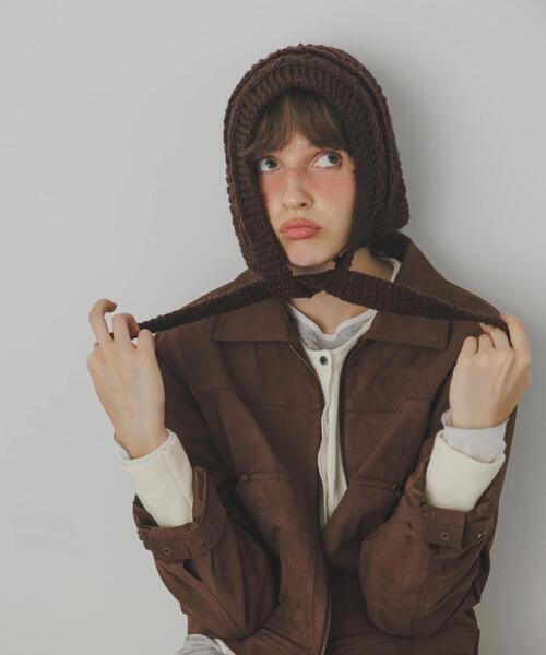 SMELLY（スメリー）の「ケーブルアミボンネット（ニットキャップ/ビーニー・レディース・ブラウン/アイボリー・-）」の14枚目の写真