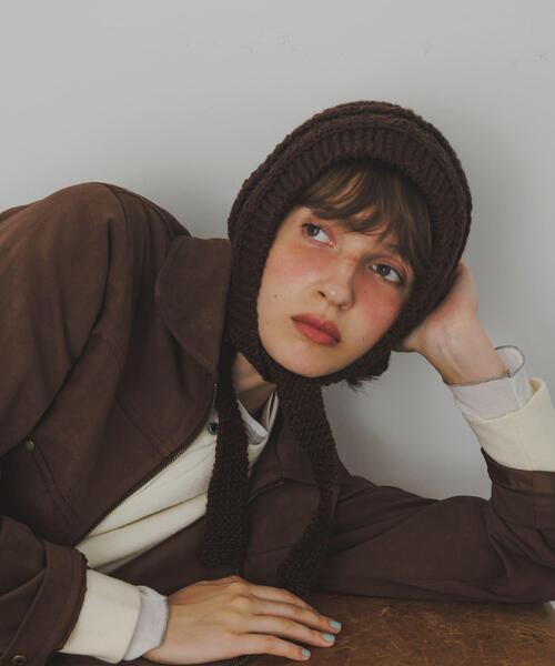 SMELLY（スメリー）の「ケーブルアミボンネット（ニットキャップ/ビーニー・レディース・ブラウン/アイボリー・-）」の15枚目の写真