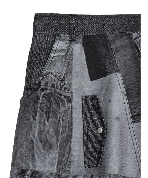 Ameri（アメリ）の「DENIM PATCHWORK PRINT SKIRT（デニムスカート・レディース・ブラック/ブルー・SMALL/MEDIUM）」の10枚目の写真