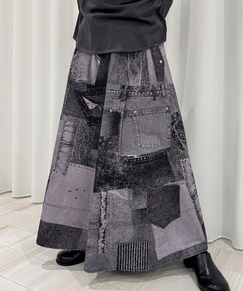 Ameri（アメリ）の「DENIM PATCHWORK PRINT SKIRT（デニムスカート・レディース・ブラック/ブルー・SMALL/MEDIUM）」の19枚目の写真
