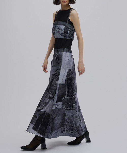 Ameri（アメリ）の「DENIM PATCHWORK PRINT SKIRT（デニムスカート・レディース・ブラック/ブルー・SMALL/MEDIUM）」の16枚目の写真