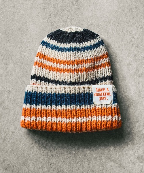 ROSE BUD（ローズバッド）の「(HAVE A GRATEFUL DAY)WATCH CAP（ニットキャップ/ビーニー・レディース・オレンジ/グレー・ONE SIZE）」の2枚目の写真