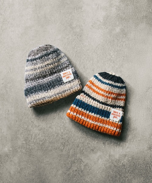 ROSE BUD（ローズバッド）の「(HAVE A GRATEFUL DAY)WATCH CAP（ニットキャップ/ビーニー・レディース・オレンジ/グレー・ONE SIZE）」の4枚目の写真