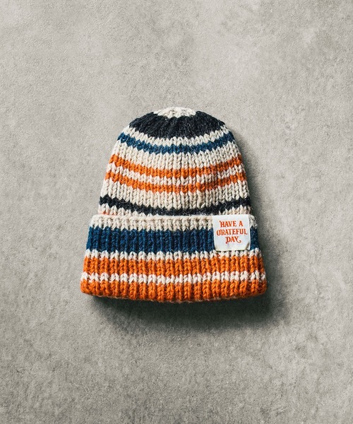 ROSE BUD（ローズバッド）の「(HAVE A GRATEFUL DAY)WATCH CAP（ニットキャップ/ビーニー・レディース・オレンジ/グレー・ONE SIZE）」の6枚目の写真