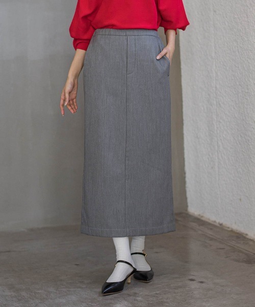 Droite lautreamont(ドロワットロートレアモン)の「裏起毛タイトスカート≪手洗い可能≫(スカート・レディース・ブラック/ライトグレー・M)」の2枚目の写真