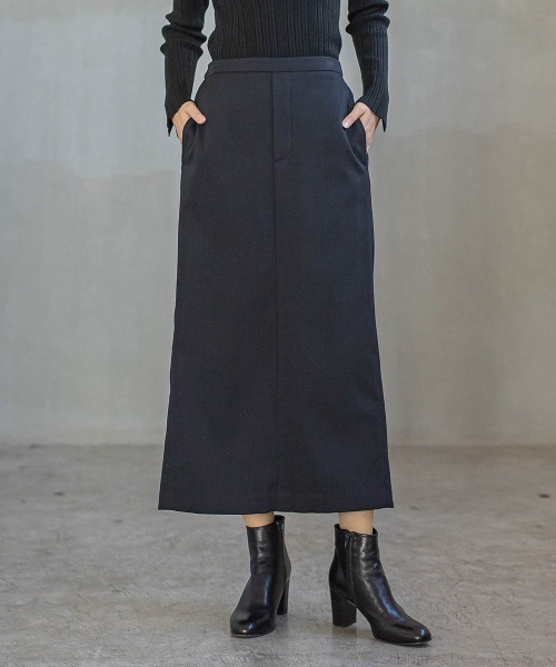 Droite lautreamont(ドロワットロートレアモン)の「裏起毛タイトスカート≪手洗い可能≫(スカート・レディース・ブラック/ライトグレー・M)」の1枚目の写真