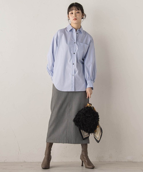 Droite lautreamont(ドロワットロートレアモン)の「裏起毛タイトスカート≪手洗い可能≫(スカート・レディース・ブラック/ライトグレー・M)」の19枚目の写真