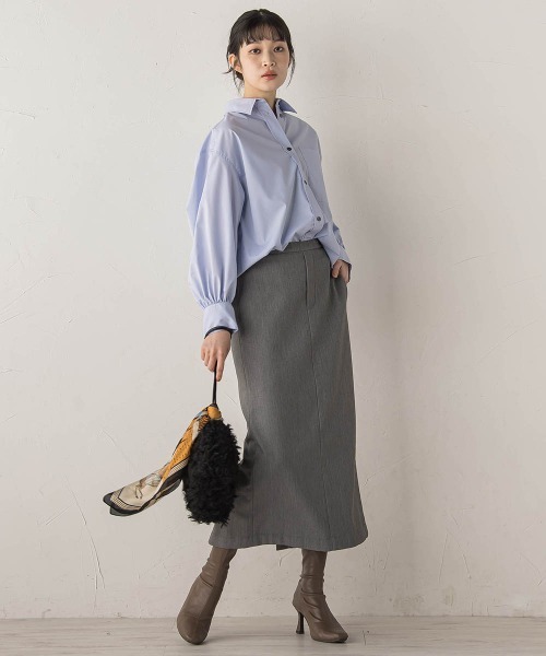 Droite lautreamont(ドロワットロートレアモン)の「裏起毛タイトスカート≪手洗い可能≫(スカート・レディース・ブラック/ライトグレー・M)」の20枚目の写真