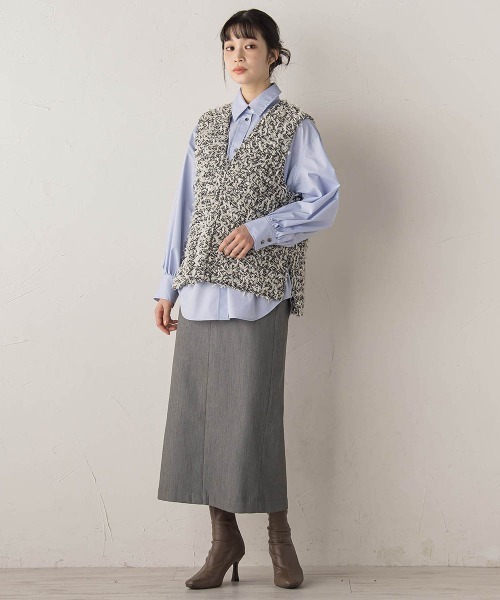 Droite lautreamont(ドロワットロートレアモン)の「裏起毛タイトスカート≪手洗い可能≫(スカート・レディース・ブラック/ライトグレー・M)」の21枚目の写真