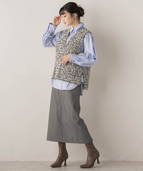 Droite lautreamont(ドロワットロートレアモン)の「裏起毛タイトスカート≪手洗い可能≫(スカート・レディース・ブラック/ライトグレー・M)」の22枚目の写真