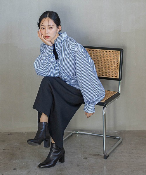 Droite lautreamont(ドロワットロートレアモン)の「裏起毛タイトスカート≪手洗い可能≫(スカート・レディース・ブラック/ライトグレー・M)」の6枚目の写真