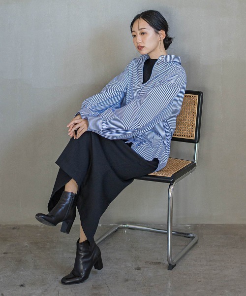 Droite lautreamont(ドロワットロートレアモン)の「裏起毛タイトスカート≪手洗い可能≫(スカート・レディース・ブラック/ライトグレー・M)」の7枚目の写真