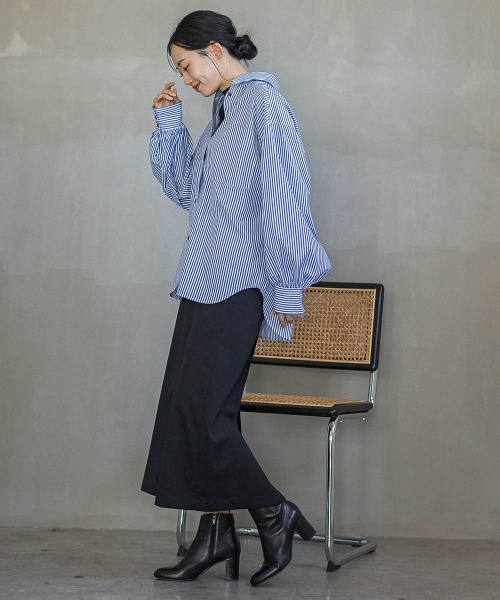 Droite lautreamont(ドロワットロートレアモン)の「裏起毛タイトスカート≪手洗い可能≫(スカート・レディース・ブラック/ライトグレー・M)」の10枚目の写真