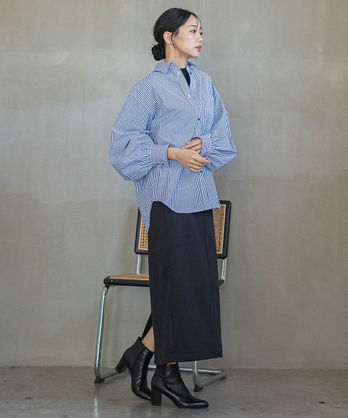 Droite lautreamont(ドロワットロートレアモン)の「裏起毛タイトスカート≪手洗い可能≫(スカート・レディース・ブラック/ライトグレー・M)」の9枚目の写真