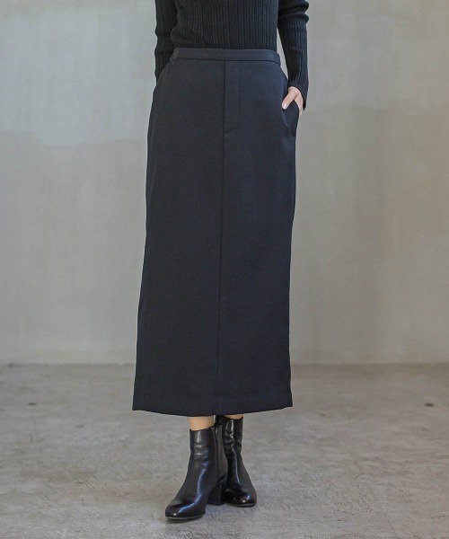 Droite lautreamont(ドロワットロートレアモン)の「裏起毛タイトスカート≪手洗い可能≫(スカート・レディース・ブラック/ライトグレー・M)」の3枚目の写真