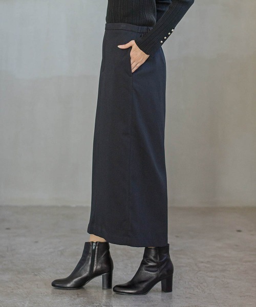 Droite lautreamont(ドロワットロートレアモン)の「裏起毛タイトスカート≪手洗い可能≫(スカート・レディース・ブラック/ライトグレー・M)」の4枚目の写真