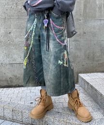 lilful（リルフル）の「【26年春夏新作】デザインプリントウィッシュコア七分丈ハーフワイドデニムパンツ（デニムパンツ）」