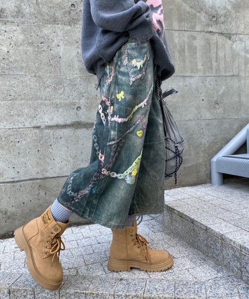 lilful（リルフル）の「【26年春夏新作】チェーンデザインプリント 七分丈ハーフワイドデニムパンツ（デニムパンツ・メンズ・ブルー系その他・M/L）」の11枚目の写真