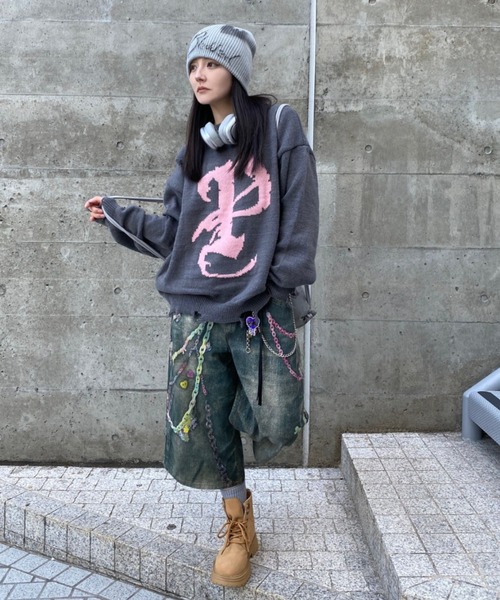 lilful（リルフル）の「【26年春夏新作】チェーンデザインプリント 七分丈ハーフワイドデニムパンツ（デニムパンツ・メンズ・ブルー系その他・M/L）」の13枚目の写真