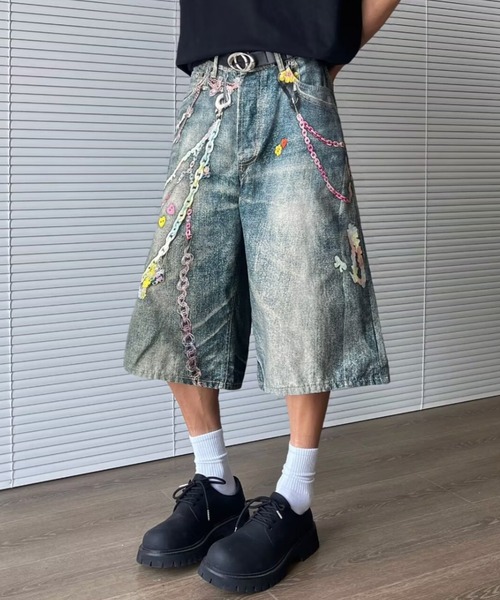 lilful（リルフル）の「【26年春夏新作】チェーンデザインプリント 七分丈ハーフワイドデニムパンツ（デニムパンツ・メンズ・ブルー系その他・M/L）」の10枚目の写真