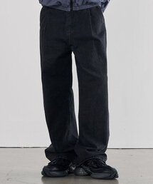 ワイドフィットデニムパンツ [WASHED BLACK]