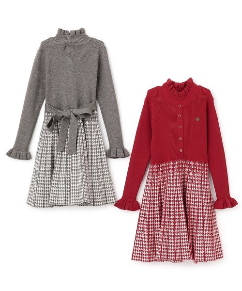 美品✨　ケイトスペード　スカラップ　ニット　マルチカラー　ワンピース　L 千鳥柄ニットワンピース（ワンピース）｜kate spade new york kids