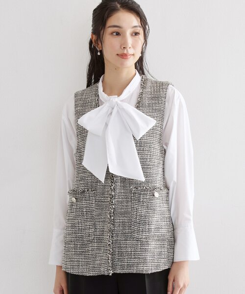 THE SHOP TK （ザ ショップ ティーケー ）の「【フォーマルにもカジュアルにも】ツイードジレ（ベスト・レディース・アイボリー/ネイビー/ブラック系3・12/13）」の3枚目の写真