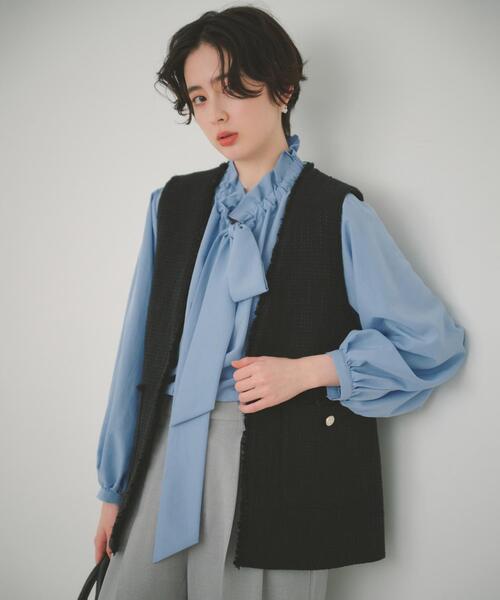 THE SHOP TK （ザ ショップ ティーケー ）の「【フォーマルにもカジュアルにも】ツイードジレ（ベスト・レディース・アイボリー/ネイビー/ブラック系3・12/13）」の4枚目の写真