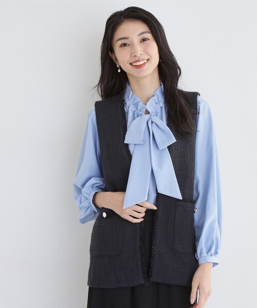 THE SHOP TK （ザ ショップ ティーケー ）の「【フォーマルにもカジュアルにも】ツイードジレ（ベスト・レディース・アイボリー/ネイビー/ブラック系3・12/13）」の10枚目の写真