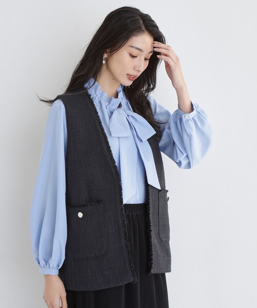 THE SHOP TK （ザ ショップ ティーケー ）の「【フォーマルにもカジュアルにも】ツイードジレ（ベスト・レディース・アイボリー/ネイビー/ブラック系3・12/13）」の11枚目の写真