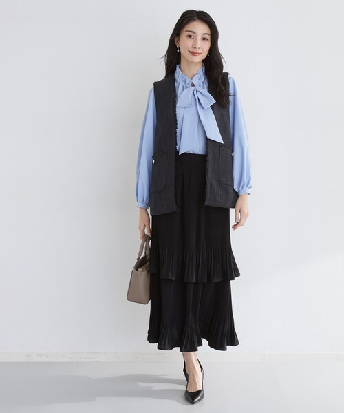 THE SHOP TK （ザ ショップ ティーケー ）の「【フォーマルにもカジュアルにも】ツイードジレ（ベスト・レディース・アイボリー/ネイビー/ブラック系3・12/13）」の12枚目の写真