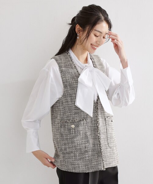 THE SHOP TK （ザ ショップ ティーケー ）の「【フォーマルにもカジュアルにも】ツイードジレ（ベスト・レディース・アイボリー/ネイビー/ブラック系3・12/13）」の15枚目の写真