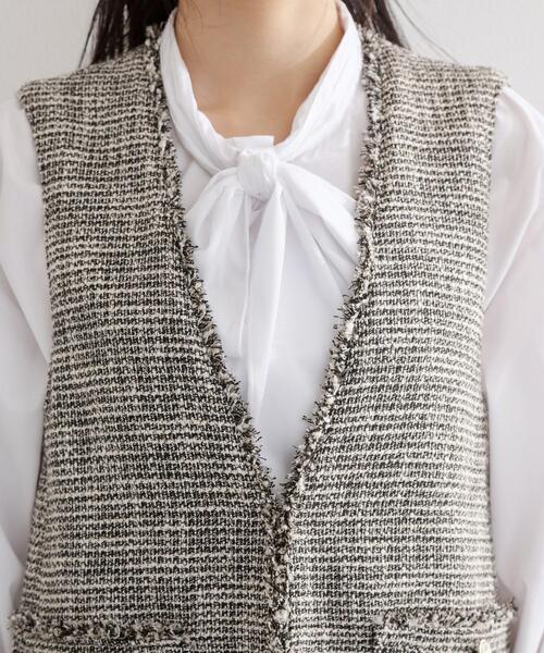 THE SHOP TK （ザ ショップ ティーケー ）の「【フォーマルにもカジュアルにも】ツイードジレ（ベスト・レディース・アイボリー/ネイビー/ブラック系3・12/13）」の21枚目の写真