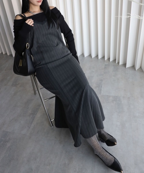 YENNA（イェンナ）の「【ストライプマーメイドワンピース】卒業式/入学式/オケージョンワンピース（ワンピース・レディース・ベージュ/グレイッシュベージュ/チャコールグレー・FREE）」の16枚目の写真