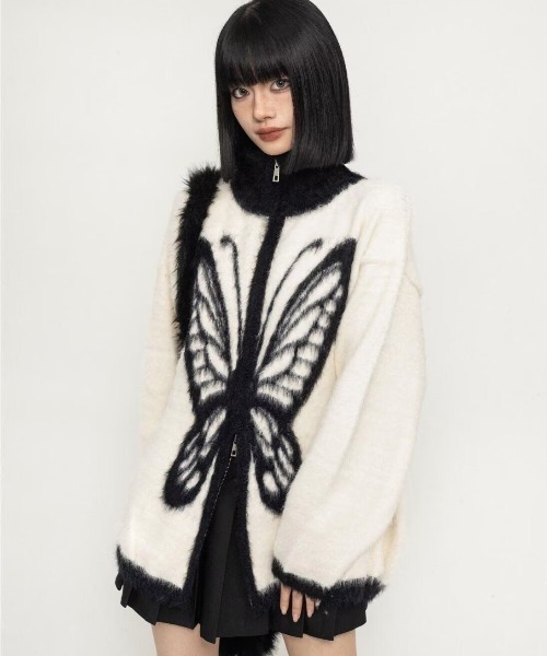 セール】もこもこバタフライフェアリーZIPカーデ（ニット/セーター