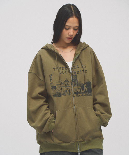KANEITEI(カネイテイ)の「NO BOUNDARIES HOOD ZIP-UP (OLIVE)(パーカー・レディース・オリーブ・MEDIUM/LARGE/X-LARGE)」の2枚目の写真