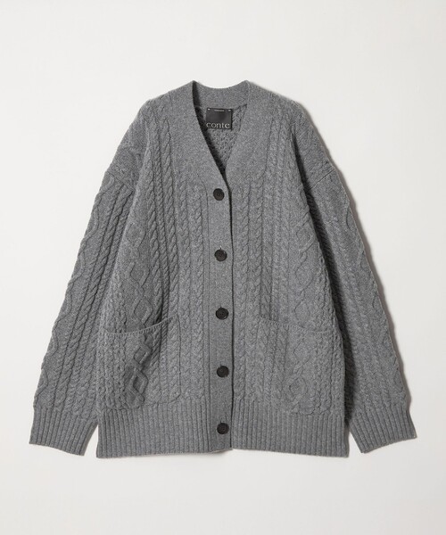 conte＞ケーブル ローゲージ Vネックカーディガン（カーディガン