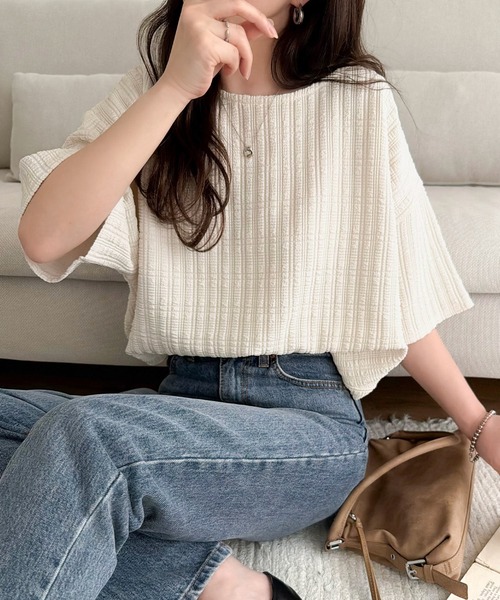 kotohayokozawa/コトハヨコザワ】CRISP HIGH NECK TOP（Tシャツ