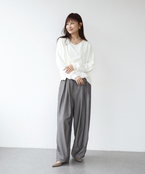 Jines（ジネス）の「ストライプコクーンワイドパンツ（その他パンツ・レディース・グレー/ブラウン/ライトベージュ・38）」の20枚目の写真