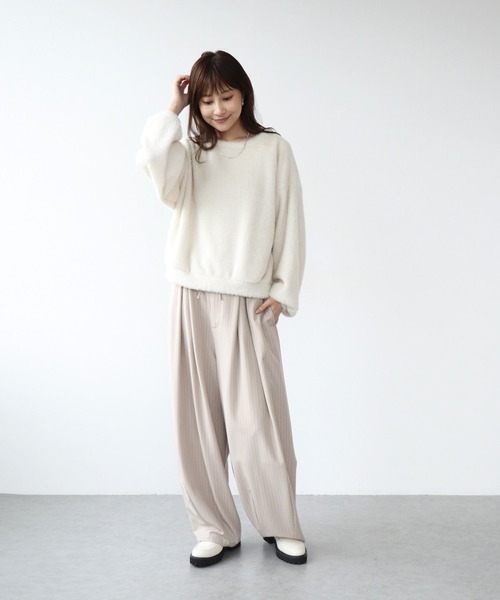 Jines（ジネス）の「ストライプコクーンワイドパンツ（その他パンツ・レディース・グレー/ブラウン/ライトベージュ・38）」の18枚目の写真