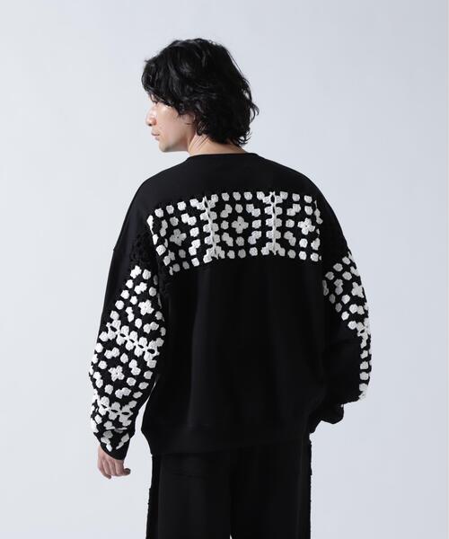 DISCOVERED(ディスカバード)の「DISCOVERED(ディスカバード) 別注 CROCHET SLEEVE SWEAT(スウェット・メンズ・グレー/ホワイト/その他24/ブラック・1/3)」の4枚目の写真