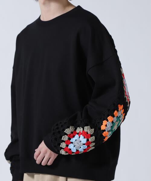 DISCOVERED(ディスカバード)の「DISCOVERED(ディスカバード) 別注 CROCHET SLEEVE SWEAT(スウェット・メンズ・グレー/ホワイト/その他24/ブラック・1/3)」の21枚目の写真