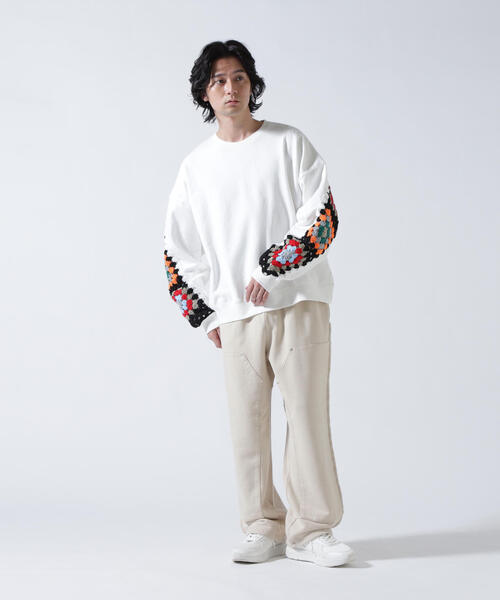 DISCOVERED（ディスカバード）の「DISCOVERED(ディスカバード) 別注 CROCHET SLEEVE SWEAT（スウェット・メンズ・グレー/ホワイト/その他24/ブラック・1/3）」の21枚目の写真