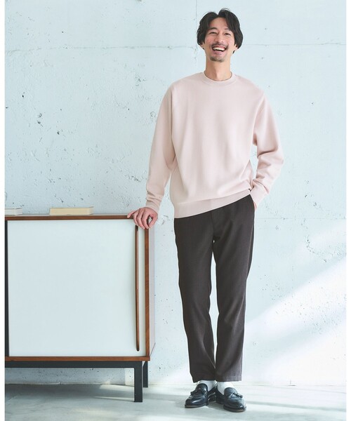 green label relaxing（グリーンレーベルリラクシング）の「コットン シルク ミラノリブ クルーネック ニット（ニット/セーター・メンズ・ライトピンク/ダークグレー/ライトグレー・S/L/M/XL）」の4枚目の写真